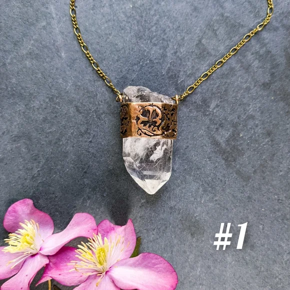 Artisan Made Quartz Crystal Point Long Necklaces - Picture 4 of 13